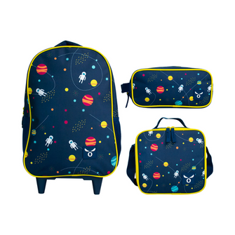 Pack Mochila Escolar Con Ruedas + Lonchera +estuche/moose