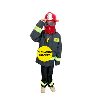 Disfraz De Bombero + Casco Y Accesorios Para Niños