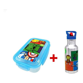 Set  Marvel Botella Metalica + Hermético Portasándwich