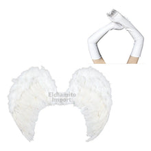 Set Angel Negro/blanco Alas Plumas + Guantes