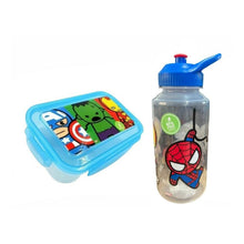 Set Envase + Botella Avengers Colacion Niños