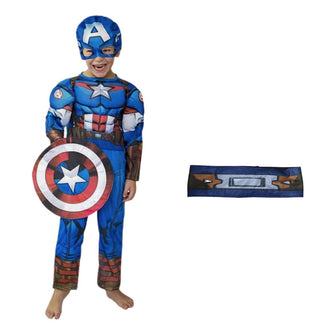 Disfraz Capitan America Marvel Con Musculos + Cinturón